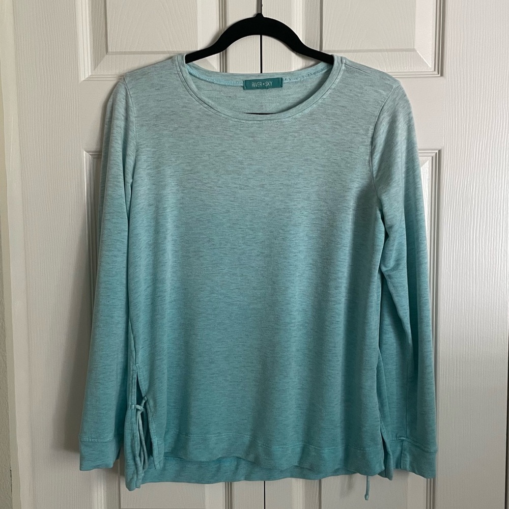 River + Sky Long Sleeve Top With Side Tie Slits